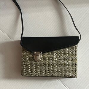 Chic Black and Tan Woven Mini Bag